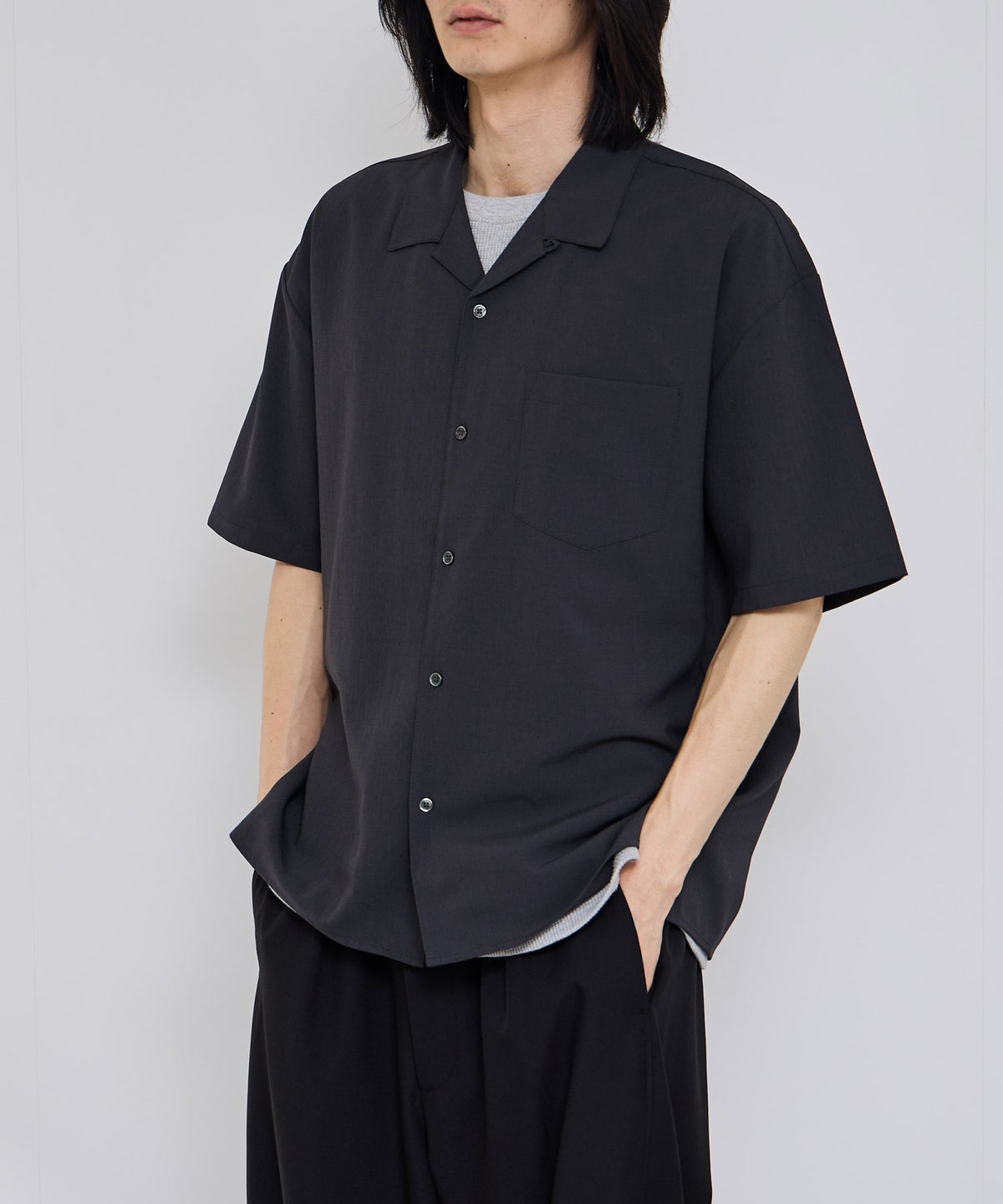 URBAN COLLECTION カラミ織り調 オープンカラーシャツ メンズ