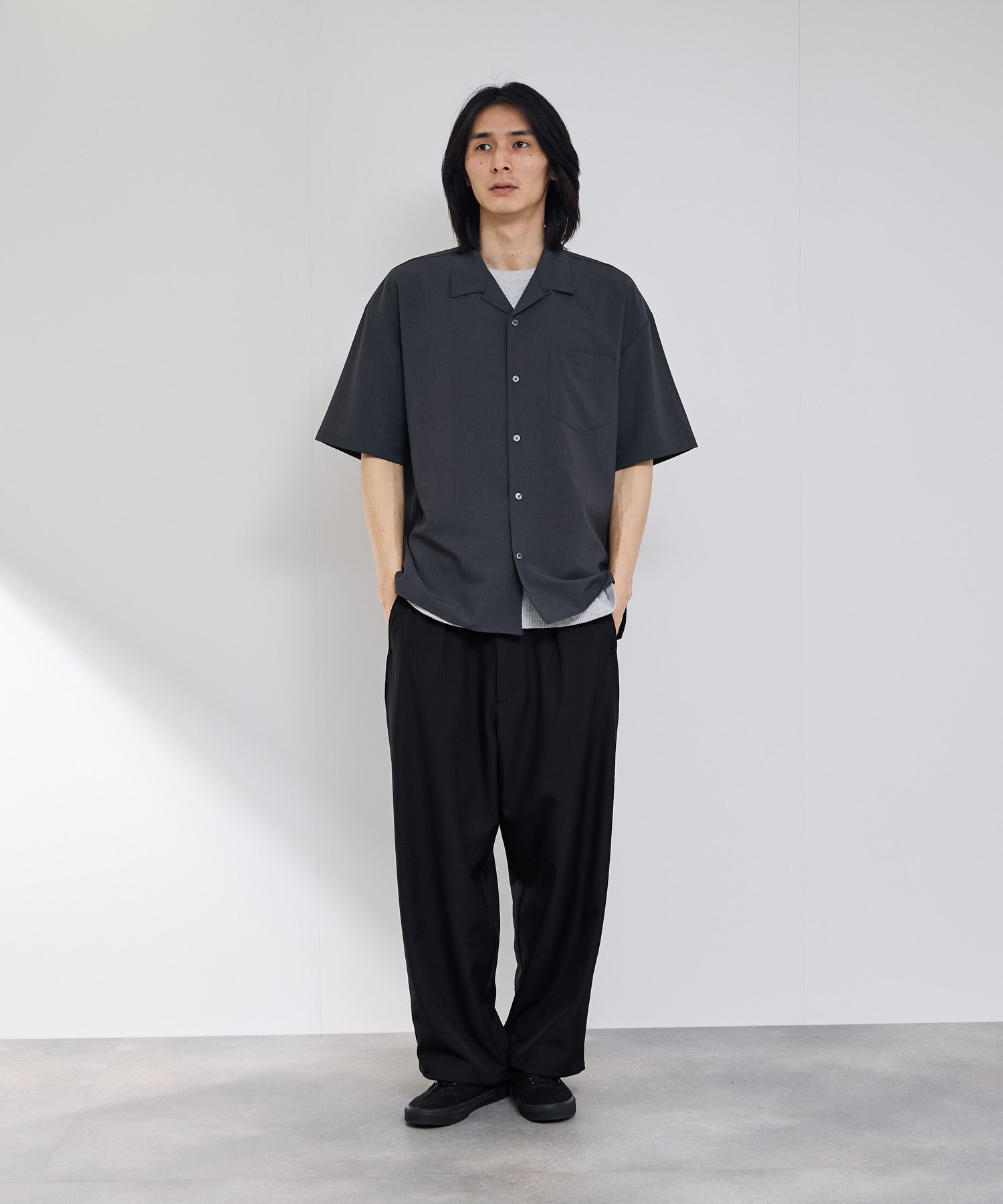 URBAN COLLECTION カラミ織り調 オープンカラーシャツ メンズ