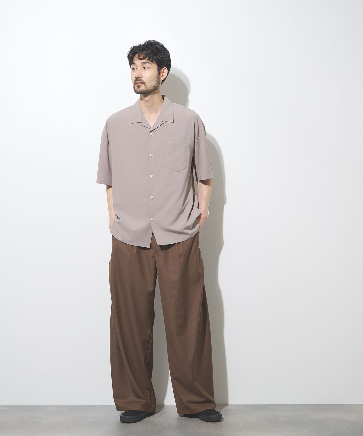 URBAN COLLECTION カラミ織り調 オープンカラーシャツ メンズ