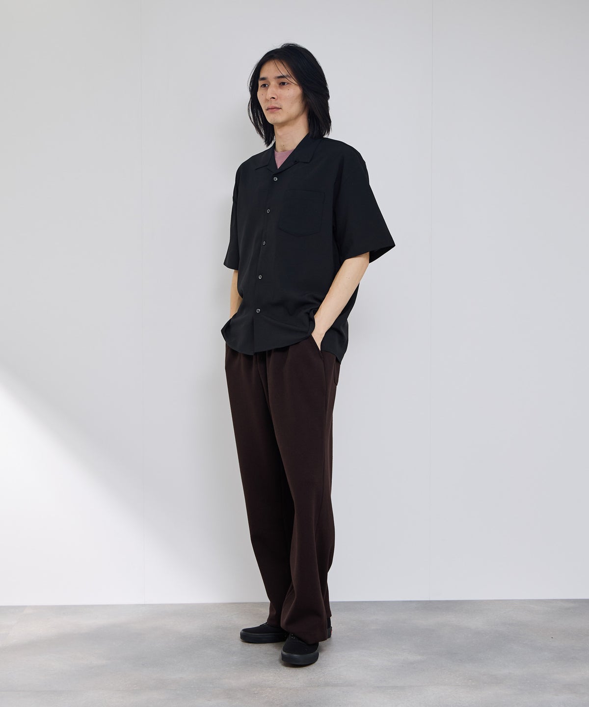 URBAN COLLECTION カラミ織り調 オープンカラーシャツ メンズ