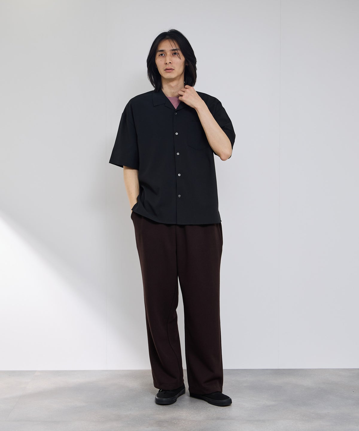 URBAN COLLECTION カラミ織り調 オープンカラーシャツ メンズ