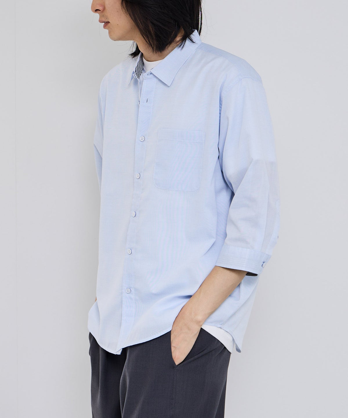 Real Standard パナマ 7分袖レギュラーシャツ メンズ