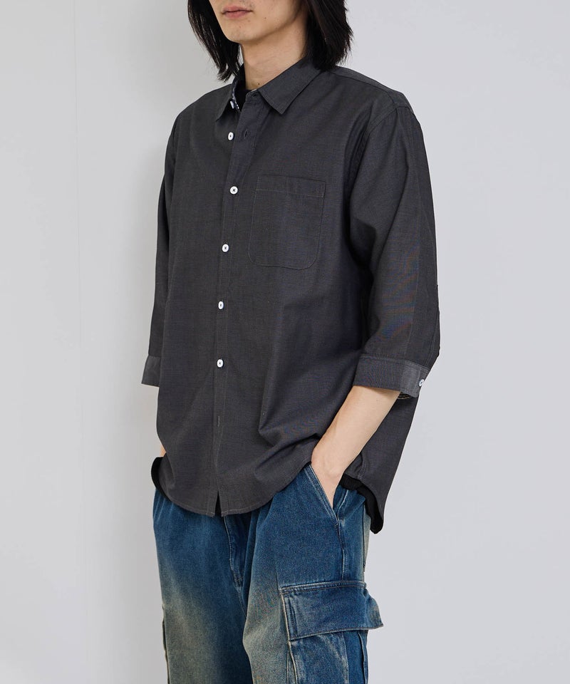 Real Standard  パナマ 7分袖レギュラーシャツ メンズ商品画像-3