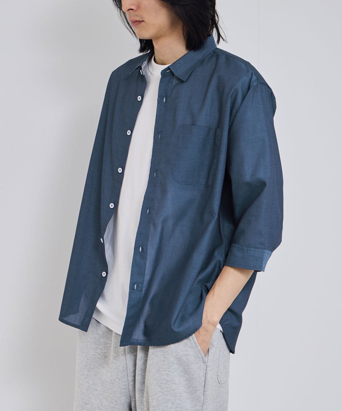 Real Standard パナマ 7分袖レギュラーシャツ メンズ