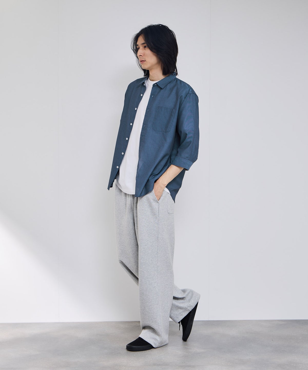 Real Standard パナマ 7分袖レギュラーシャツ メンズ