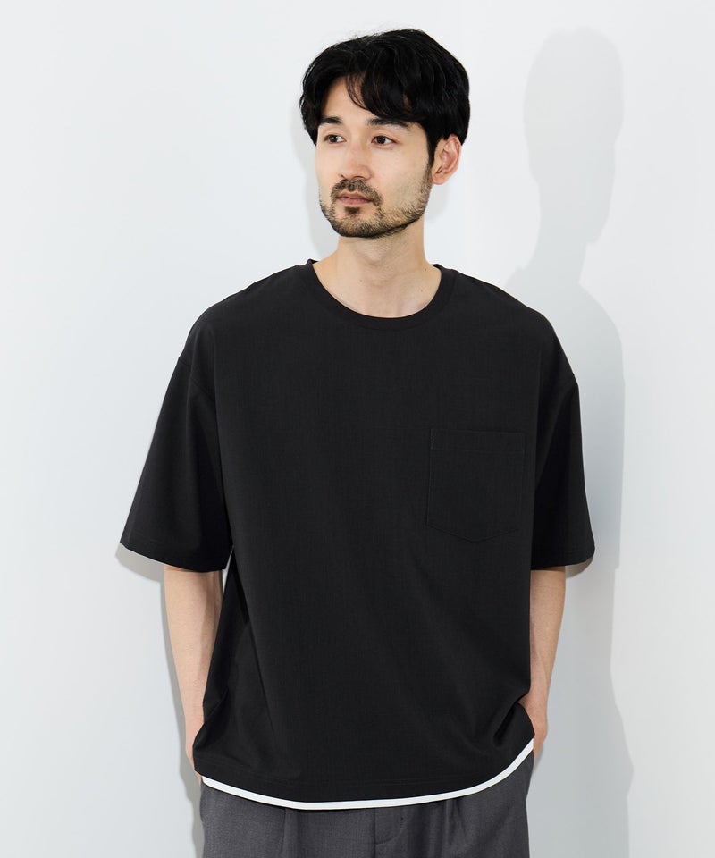 URBAN COLLECTION エアリネン カラミ織りリラックスフィットTシャツ メンズ メール便 対応商品商品画像-1