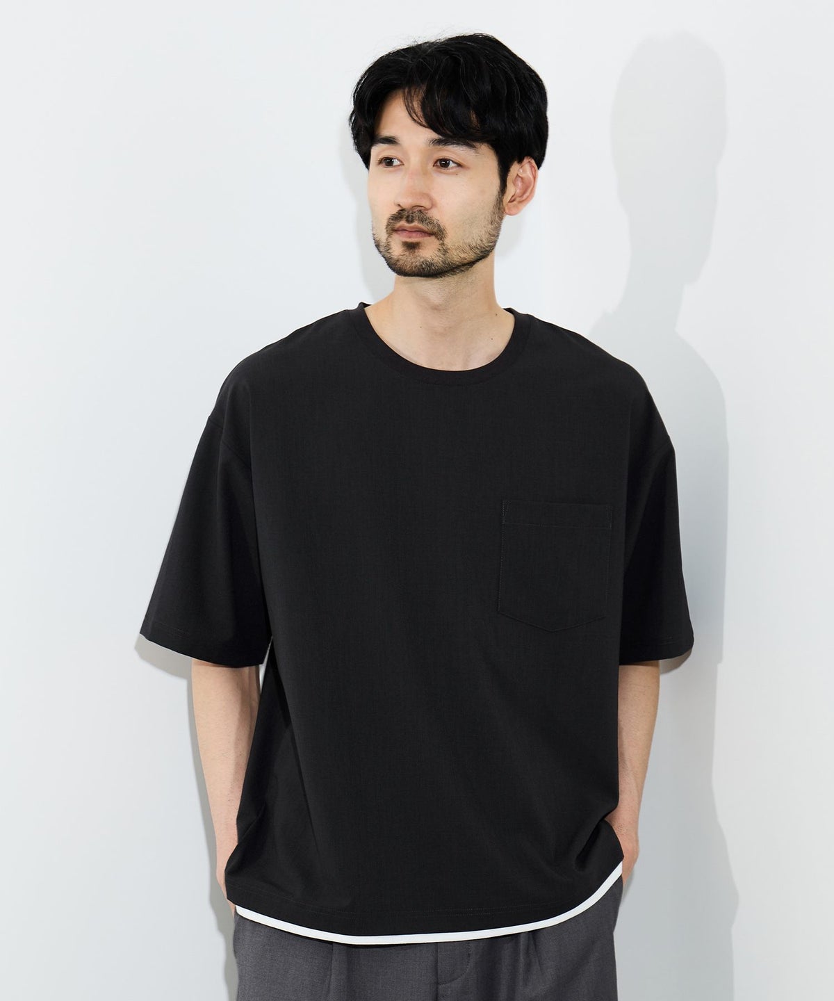 URBAN COLLECTION エアリネン カラミ織りリラックスフィットTシャツ メンズ メール便 対応商品