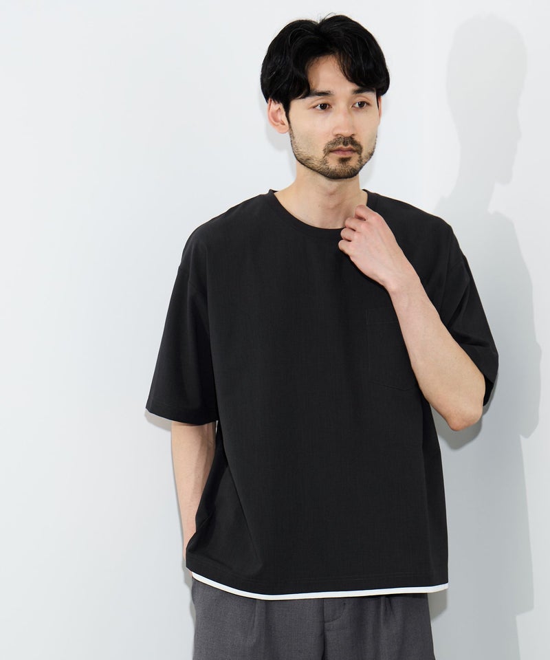URBAN COLLECTION エアリネン カラミ織りリラックスフィットTシャツ メンズ メール便 対応商品商品画像-4