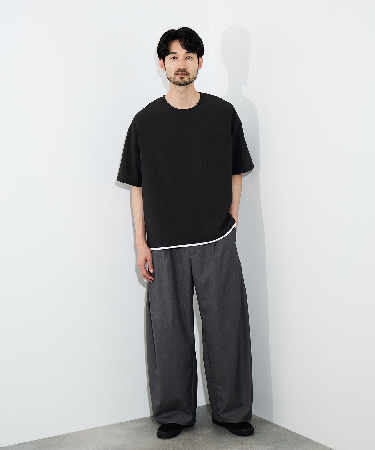 URBAN COLLECTION エアリネン カラミ織りリラックスフィットTシャツ メンズ メール便 対応商品