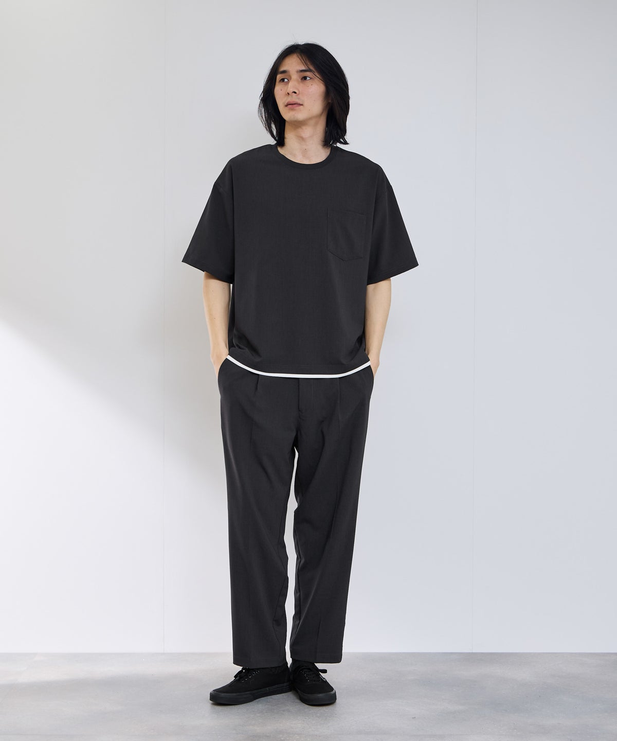 URBAN COLLECTION エアリネン カラミ織りリラックスフィットTシャツ メンズ メール便 対応商品