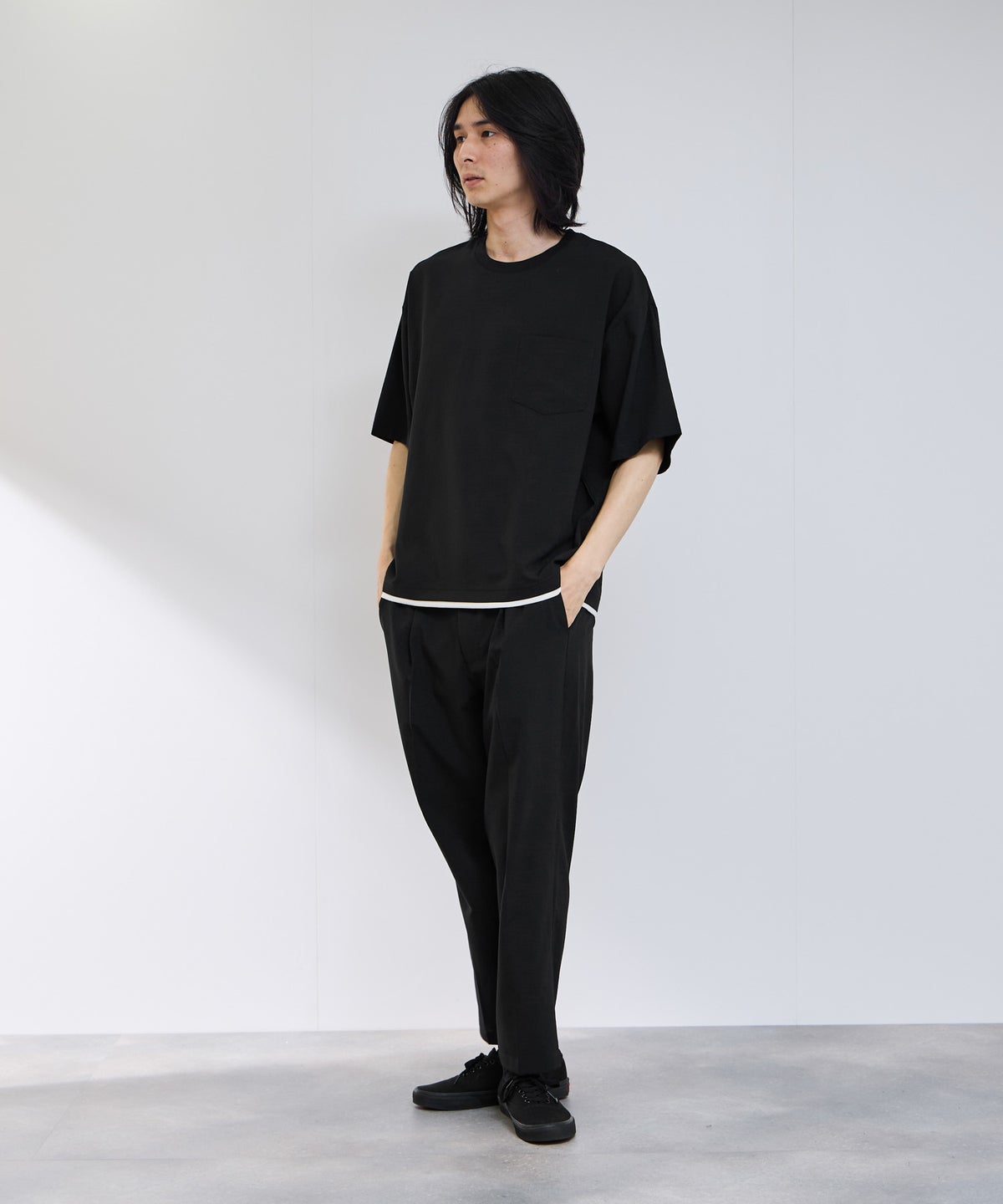 URBAN COLLECTION エアリネン カラミ織りリラックスフィットTシャツ メンズ メール便 対応商品