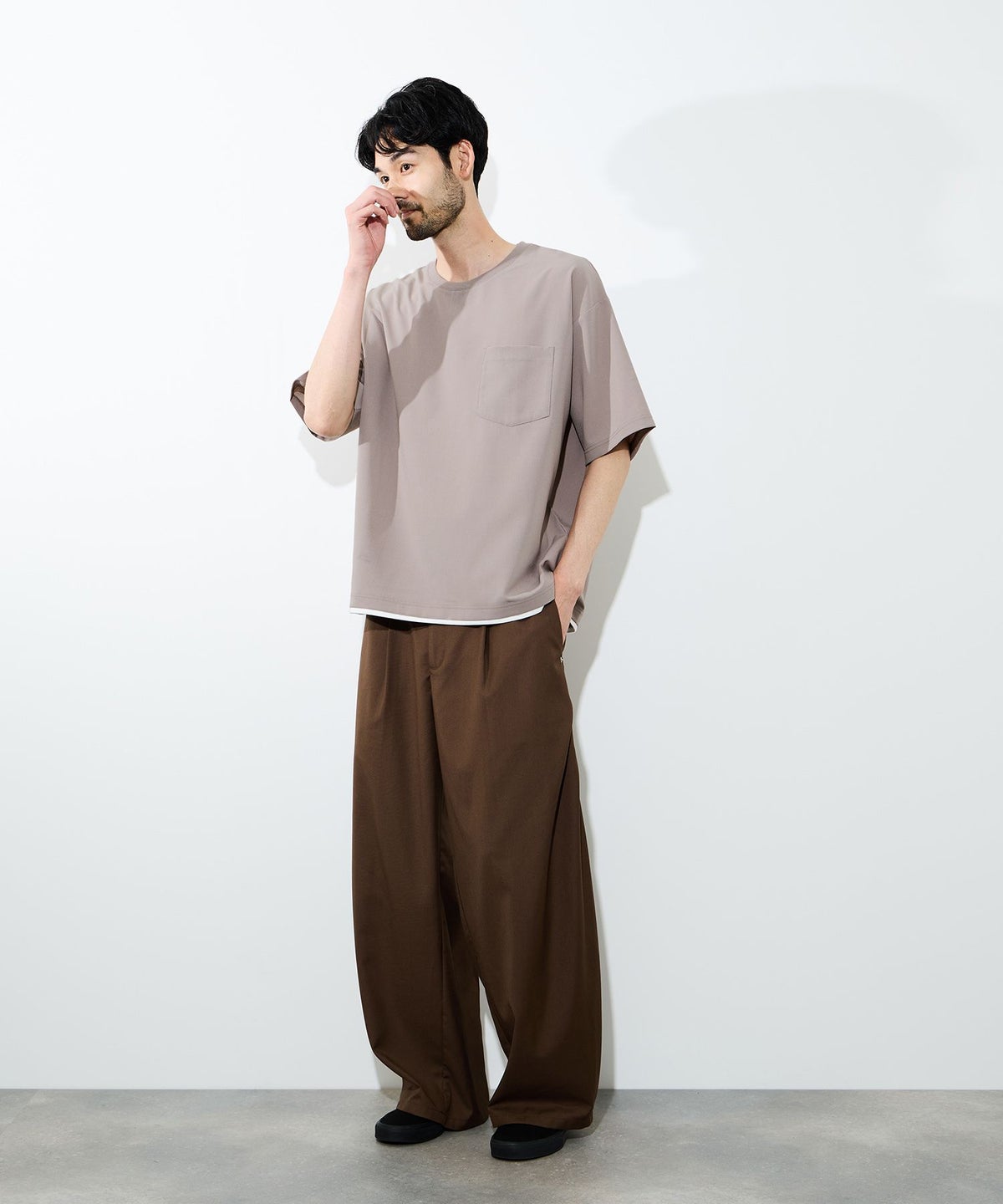 URBAN COLLECTION エアリネン カラミ織りリラックスフィットTシャツ メンズ メール便 対応商品