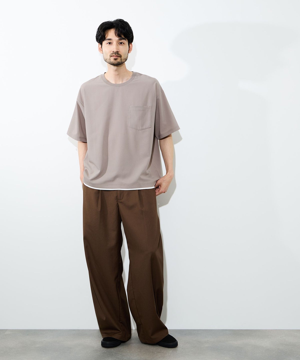 URBAN COLLECTION エアリネン カラミ織りリラックスフィットTシャツ メンズ メール便 対応商品