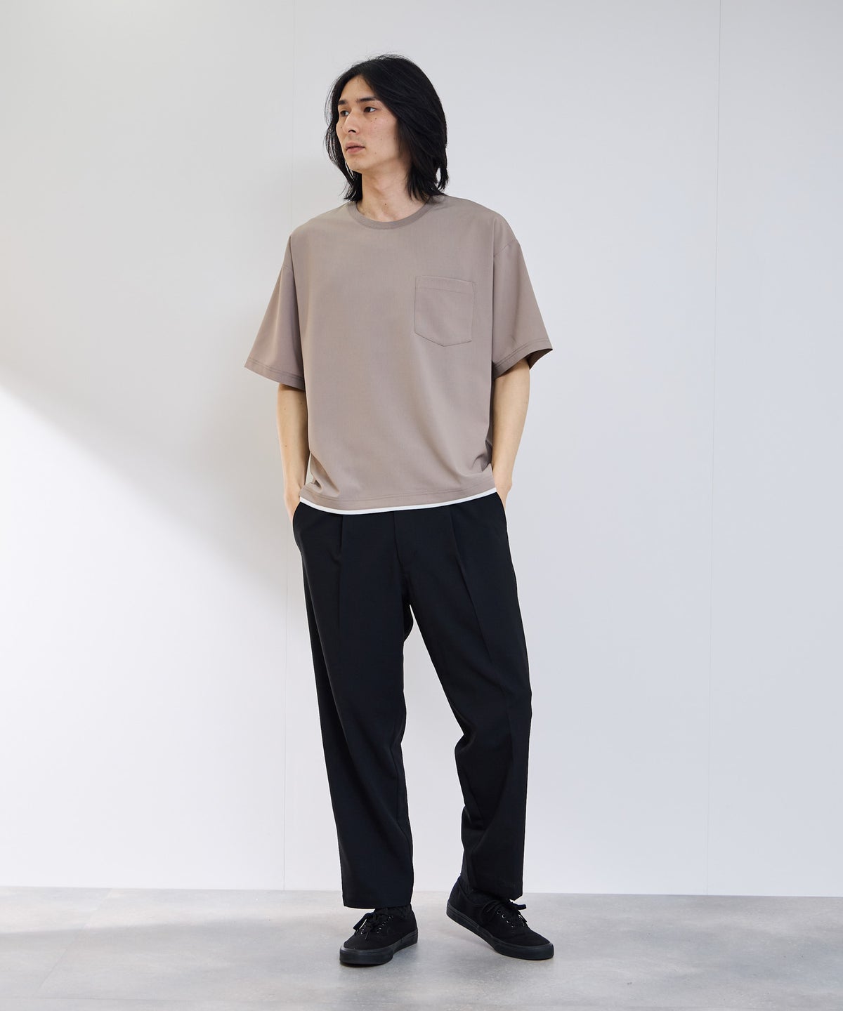 URBAN COLLECTION エアリネン カラミ織りリラックスフィットTシャツ メンズ メール便 対応商品