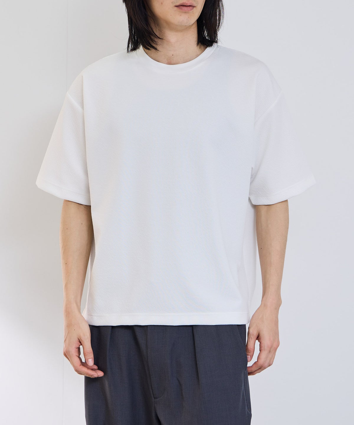 URBAN COLLECTION リップル テーパードシルエット クルーネック半袖Tシャツ メンズ メール便 対応商品