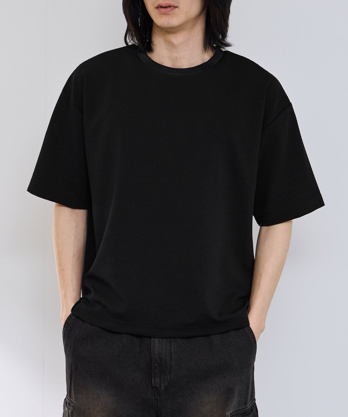 URBAN COLLECTION リップル テーパードシルエット クルーネック半袖Tシャツ メンズ メール便 対応商品