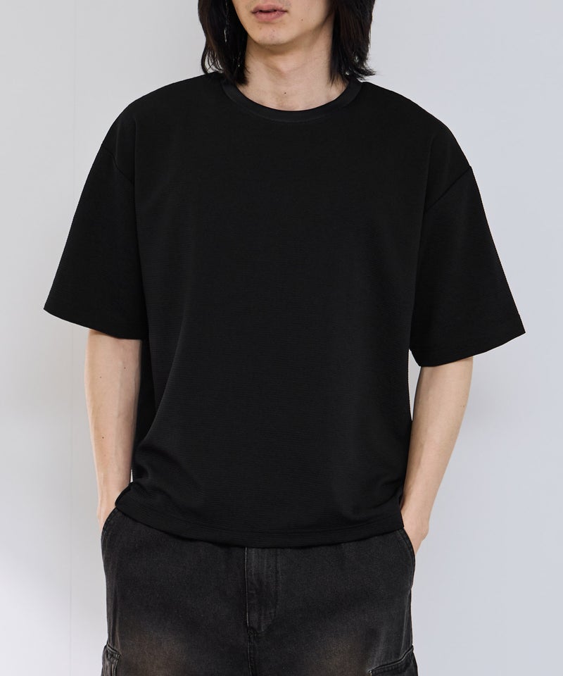 URBAN COLLECTION リップル テーパードシルエット クルーネック半袖Tシャツ メンズ メール便 対応商品商品画像-3