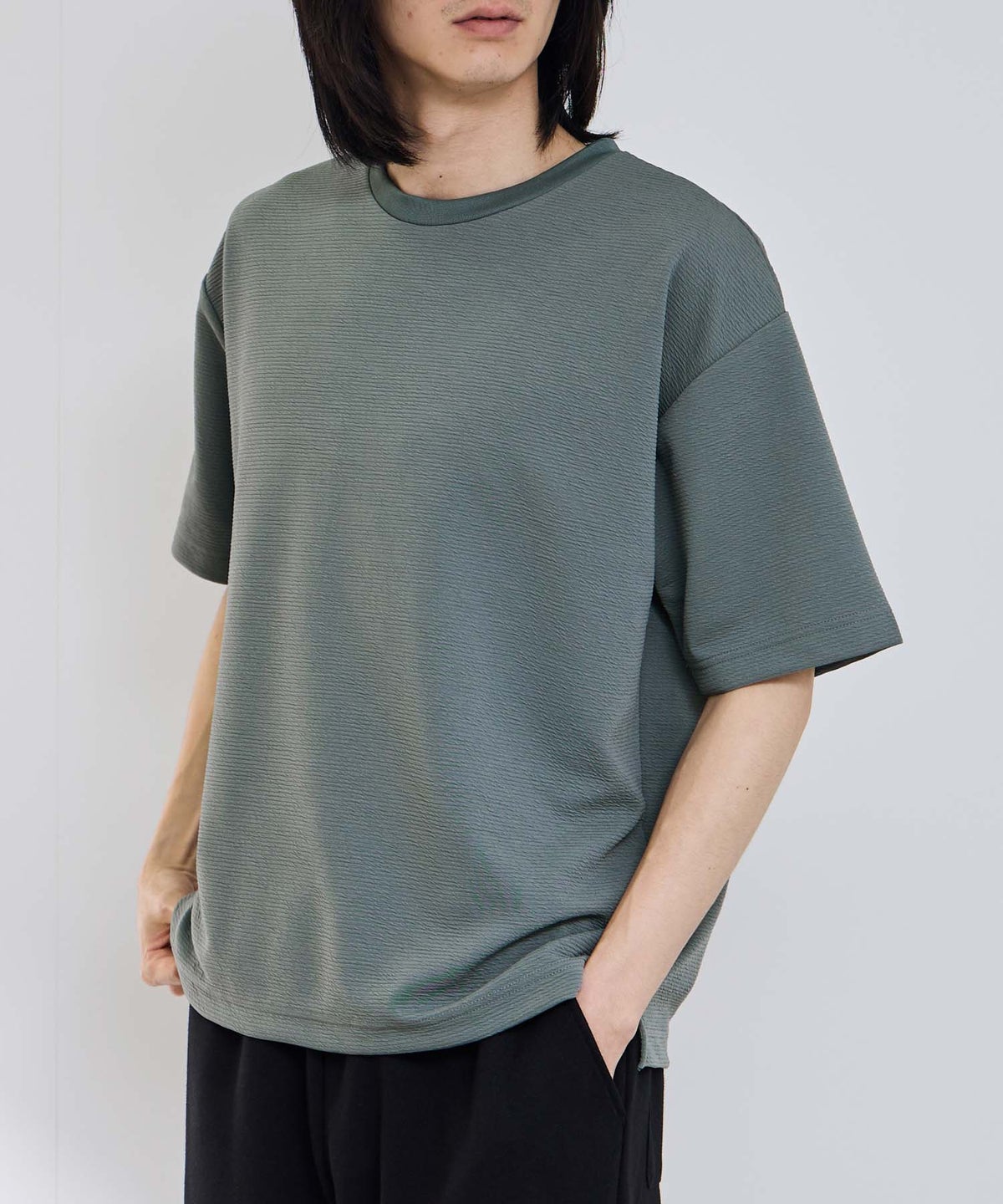 URBAN COLLECTION リップル テーパードシルエット クルーネック半袖Tシャツ メンズ メール便 対応商品