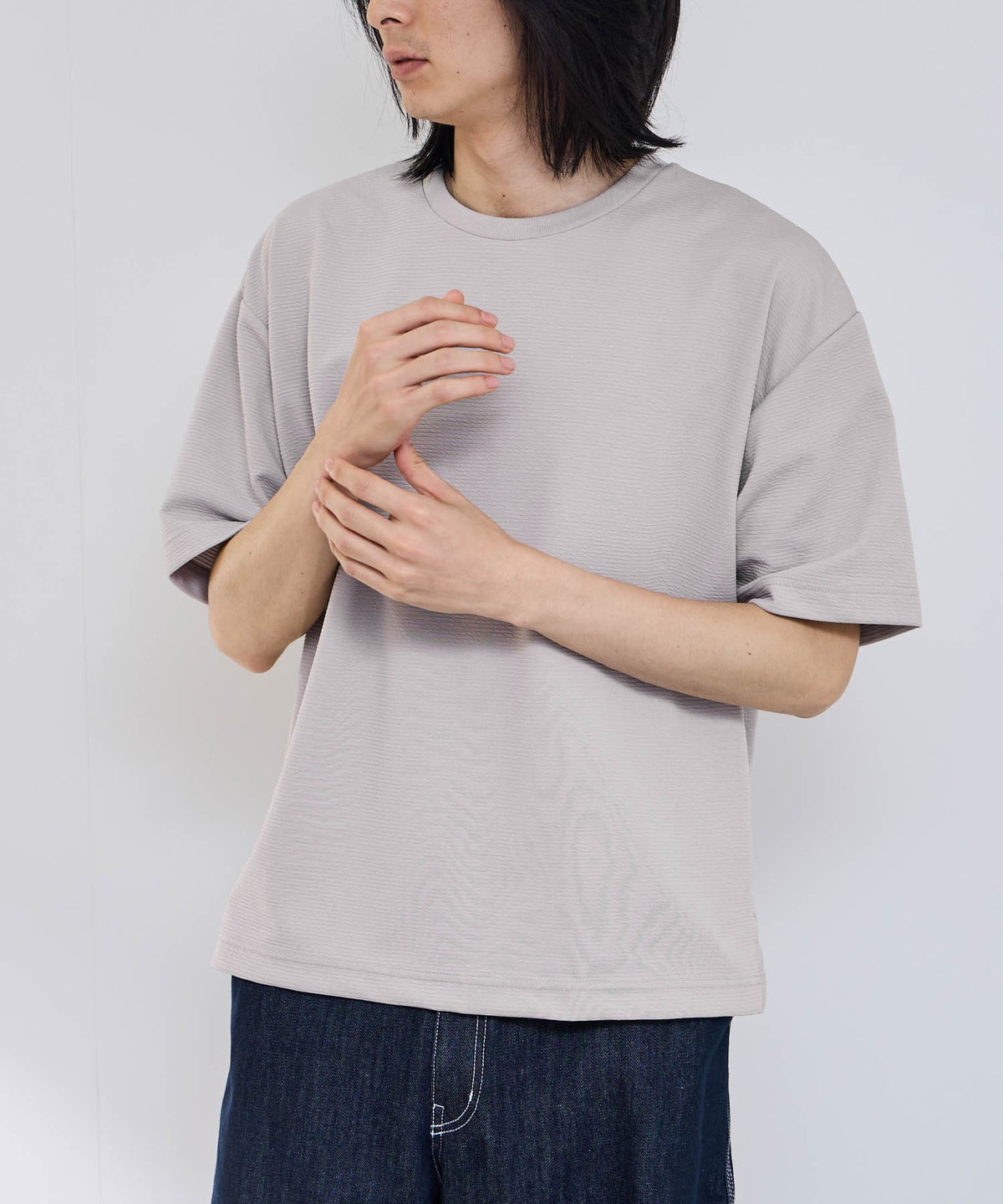 URBAN COLLECTION リップル テーパードシルエット クルーネック半袖Tシャツ メンズ メール便 対応商品
