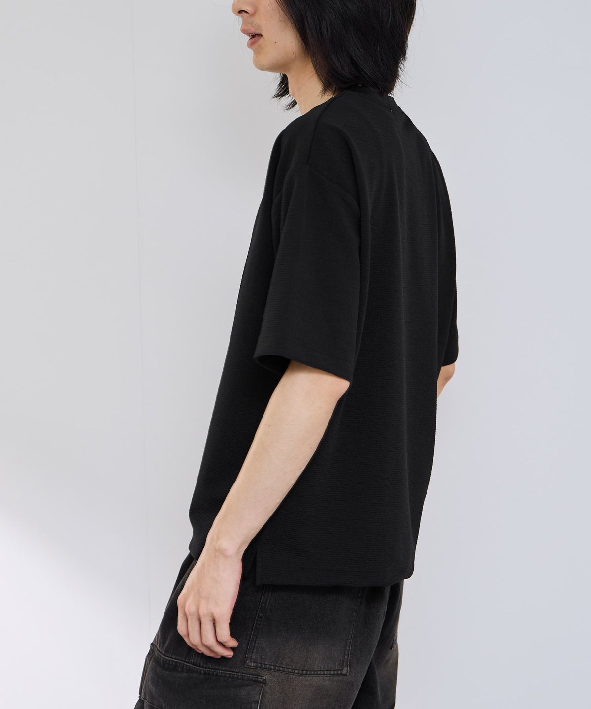URBAN COLLECTION リップル テーパードシルエット クルーネック半袖Tシャツ メンズ メール便 対応商品