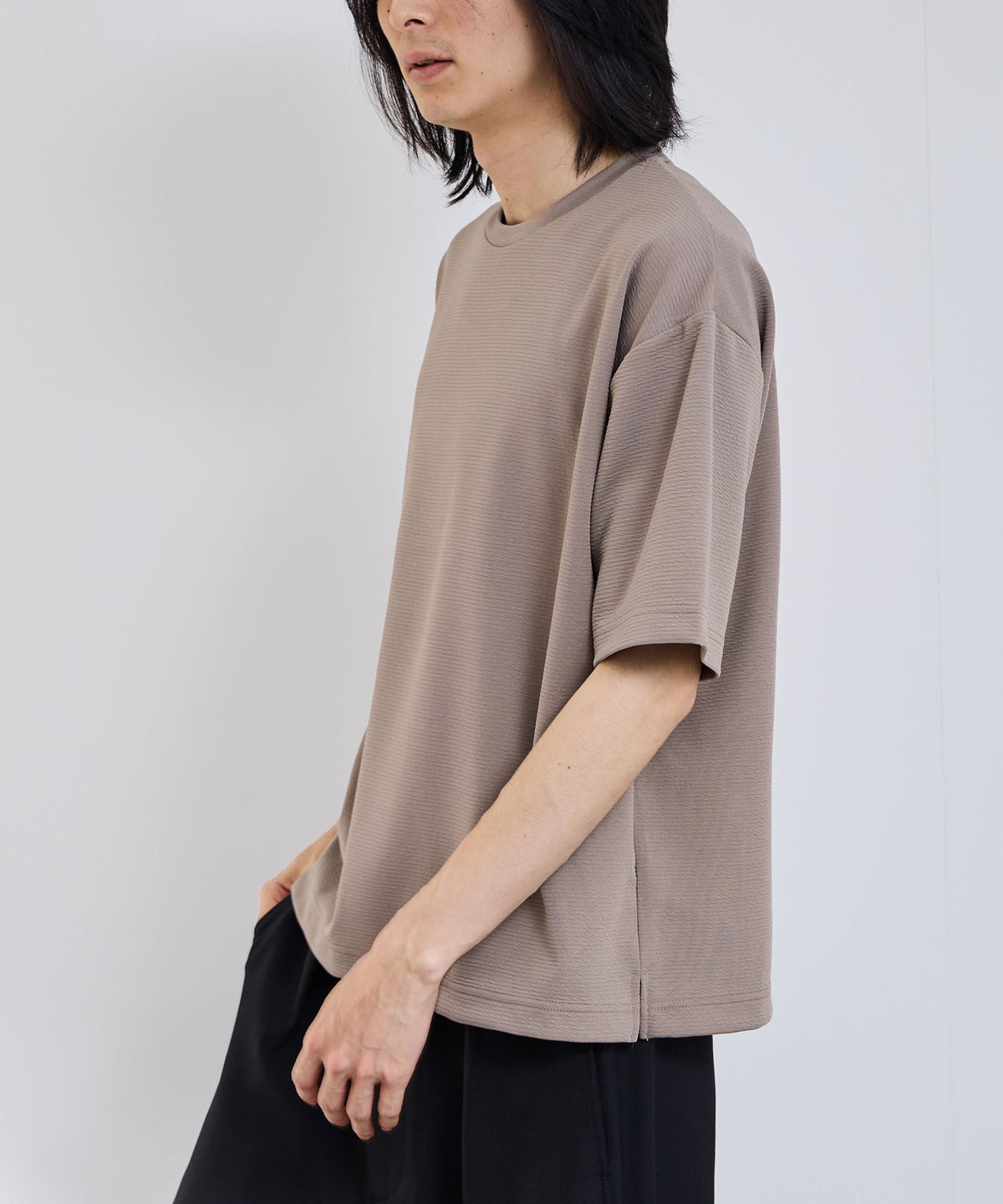 URBAN COLLECTION リップル テーパードシルエット クルーネック半袖Tシャツ メンズ メール便 対応商品