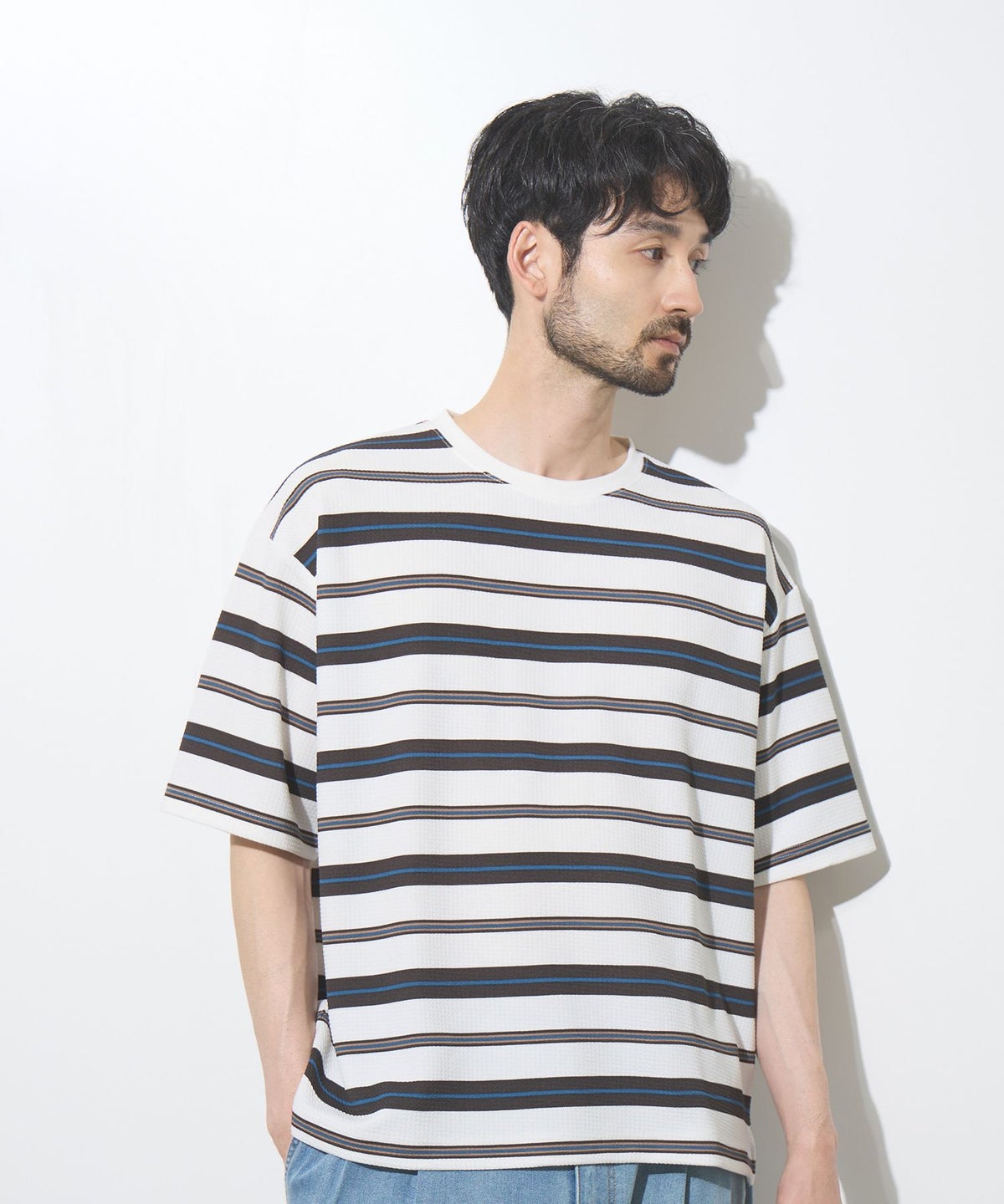 URBAN COLLECTION ドライワッフル マルチボーダー半袖Tシャツ メンズ メール便 対応商品