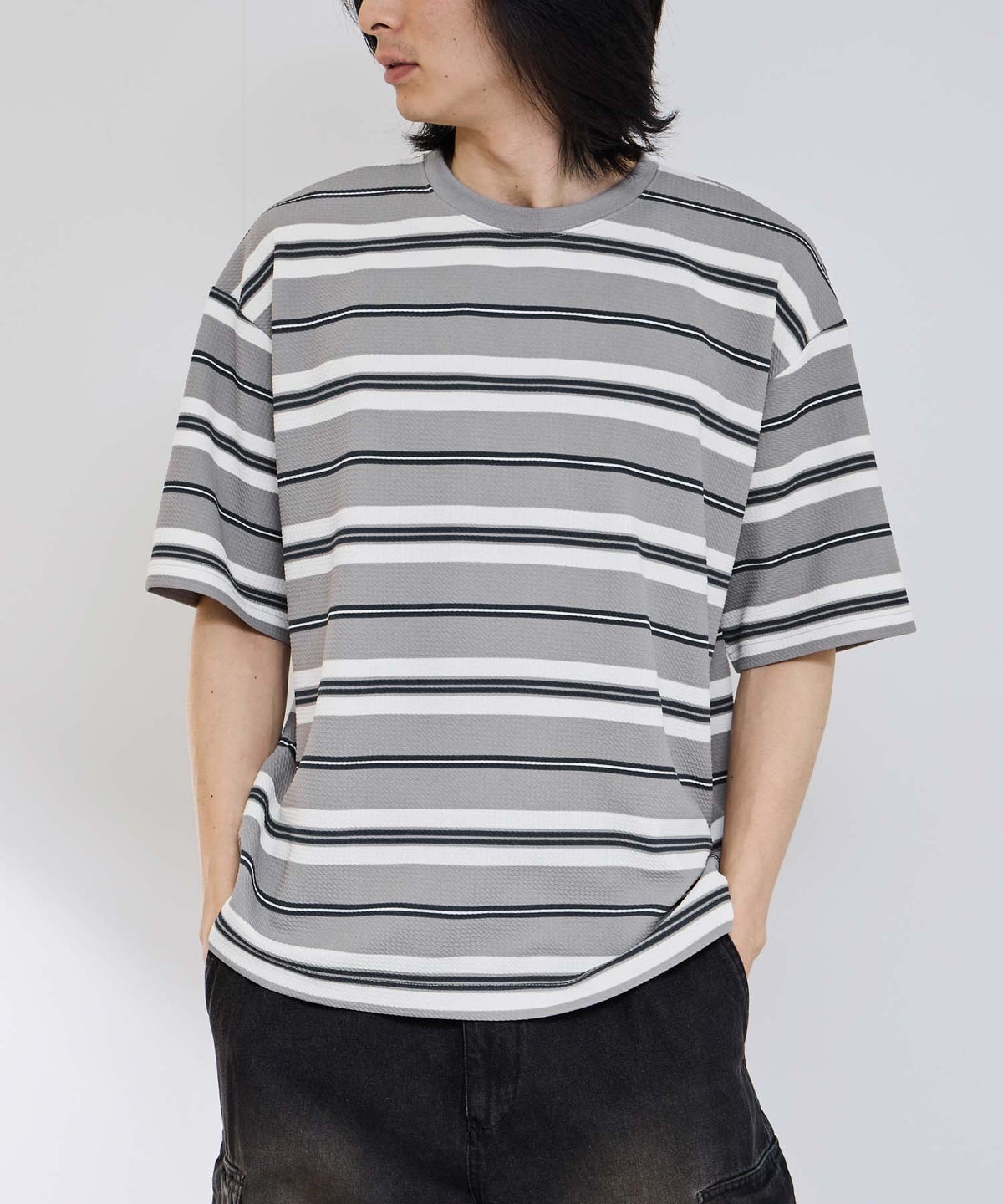 URBAN COLLECTION ドライワッフル マルチボーダー半袖Tシャツ メンズ メール便 対応商品