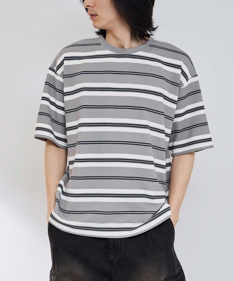URBAN COLLECTION  ドライワッフル マルチボーダー半袖Tシャツ メンズ メール便 対応商品商品画像-2