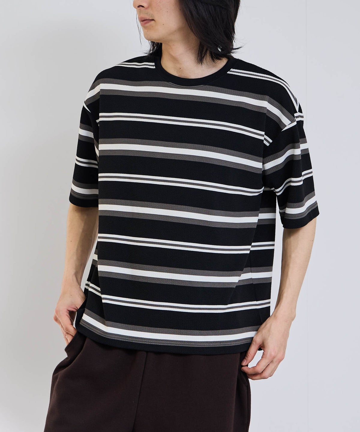 URBAN COLLECTION ドライワッフル マルチボーダー半袖Tシャツ メンズ メール便 対応商品