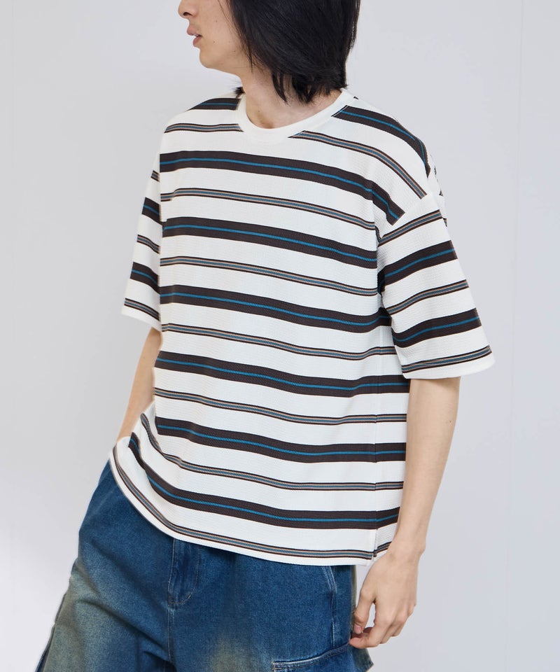 URBAN COLLECTION  ドライワッフル マルチボーダー半袖Tシャツ メンズ メール便 対応商品商品画像-4