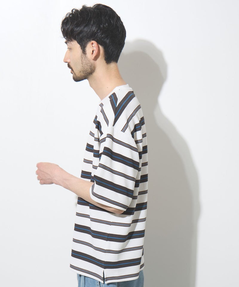URBAN COLLECTION ドライワッフル マルチボーダー半袖Tシャツ メンズ メール便 対応商品商品画像-5