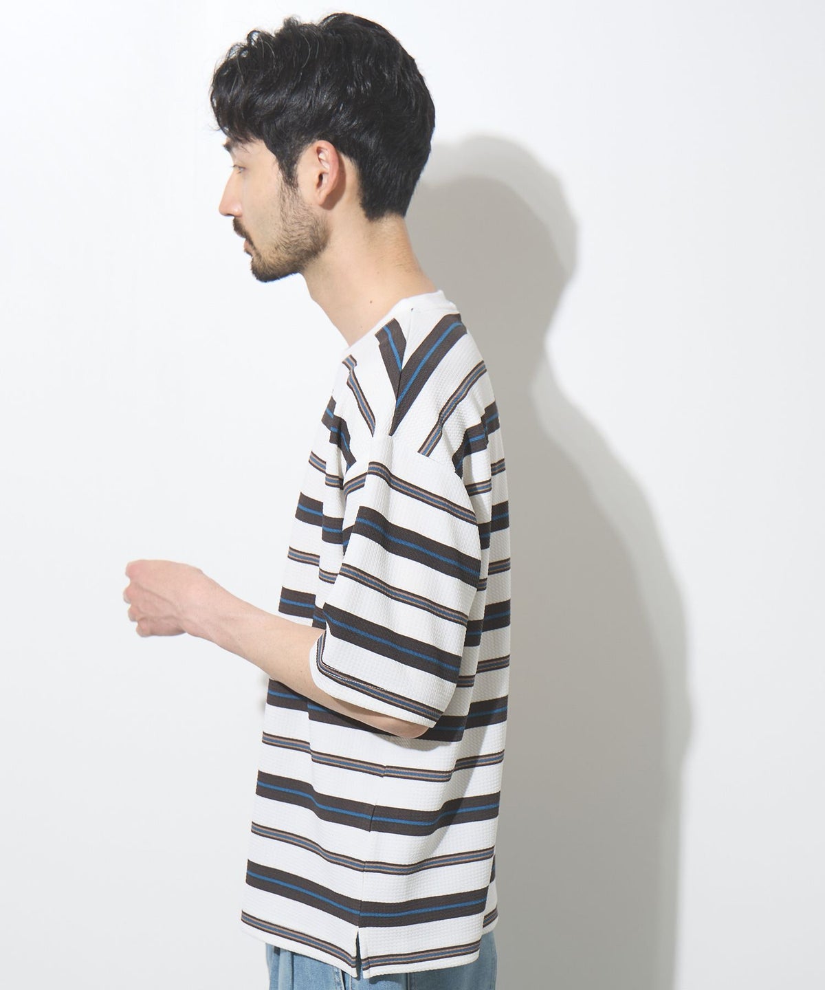 URBAN COLLECTION ドライワッフル マルチボーダー半袖Tシャツ メンズ メール便 対応商品
