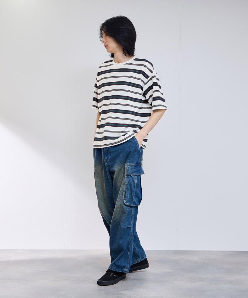 URBAN COLLECTION ドライワッフル マルチボーダー半袖Tシャツ メンズ メール便 対応商品商品画像-6