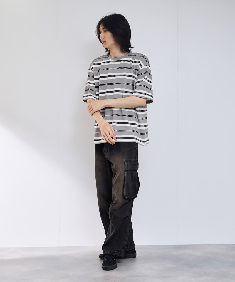 URBAN COLLECTION  ドライワッフル マルチボーダー半袖Tシャツ メンズ メール便 対応商品商品画像-8