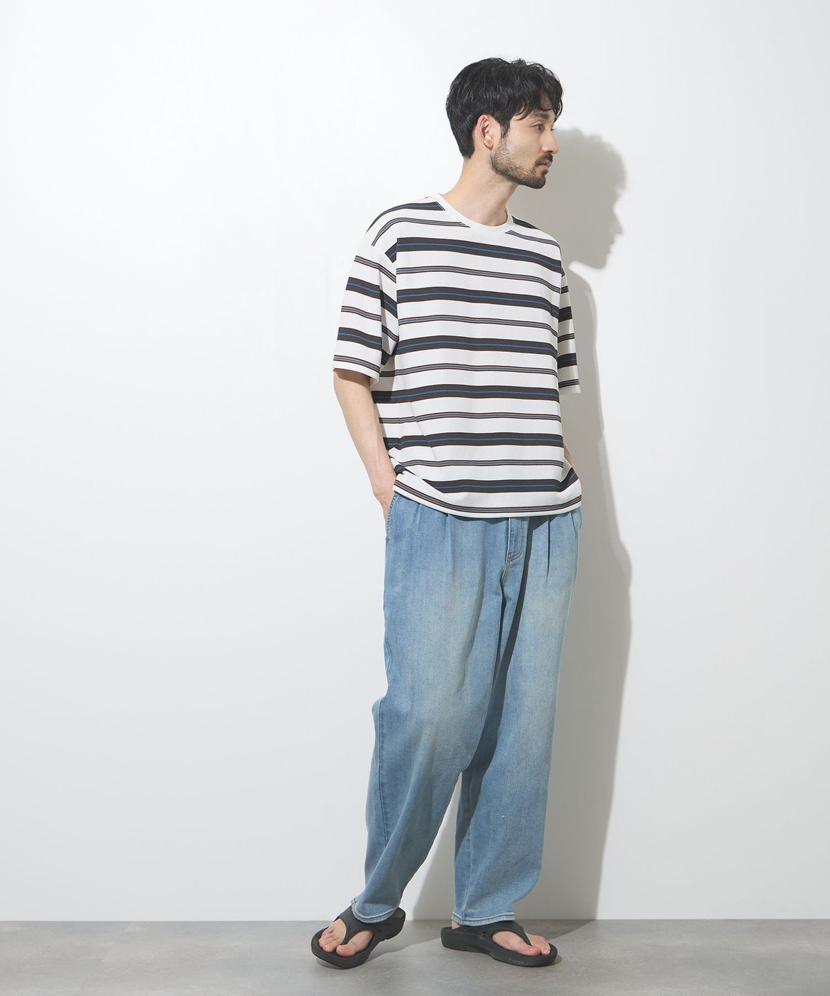 URBAN COLLECTION ドライワッフル マルチボーダー半袖Tシャツ メンズ メール便 対応商品