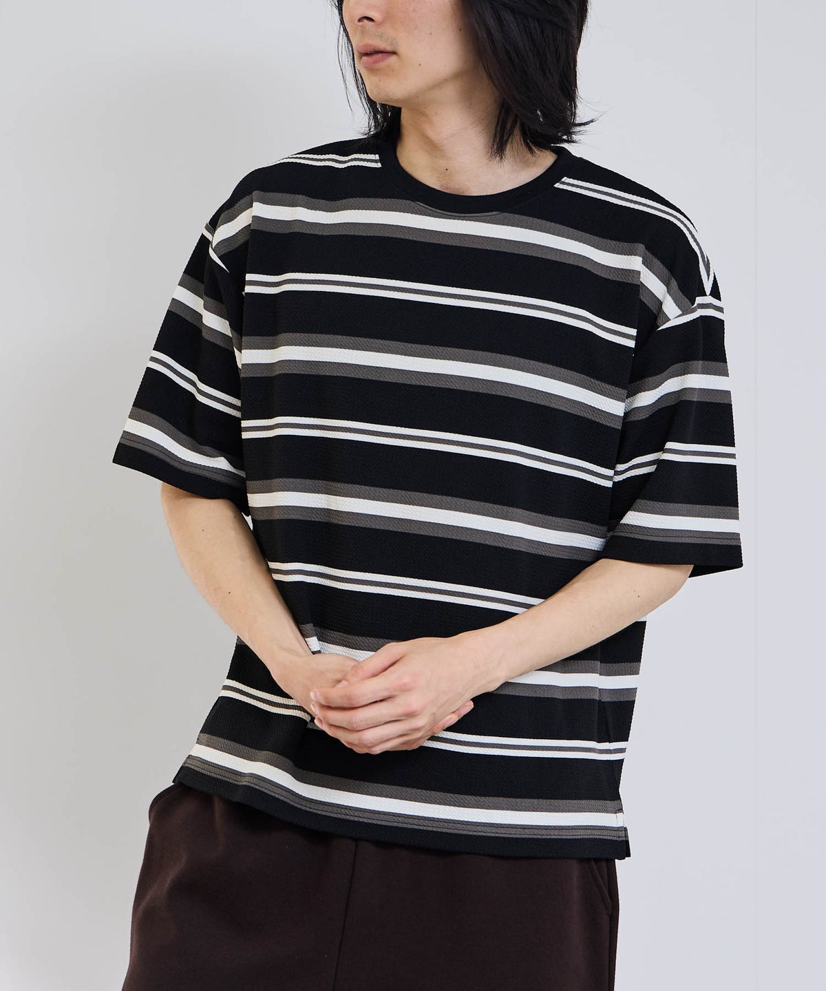 URBAN COLLECTION ドライワッフル マルチボーダー半袖Tシャツ メンズ メール便 対応商品