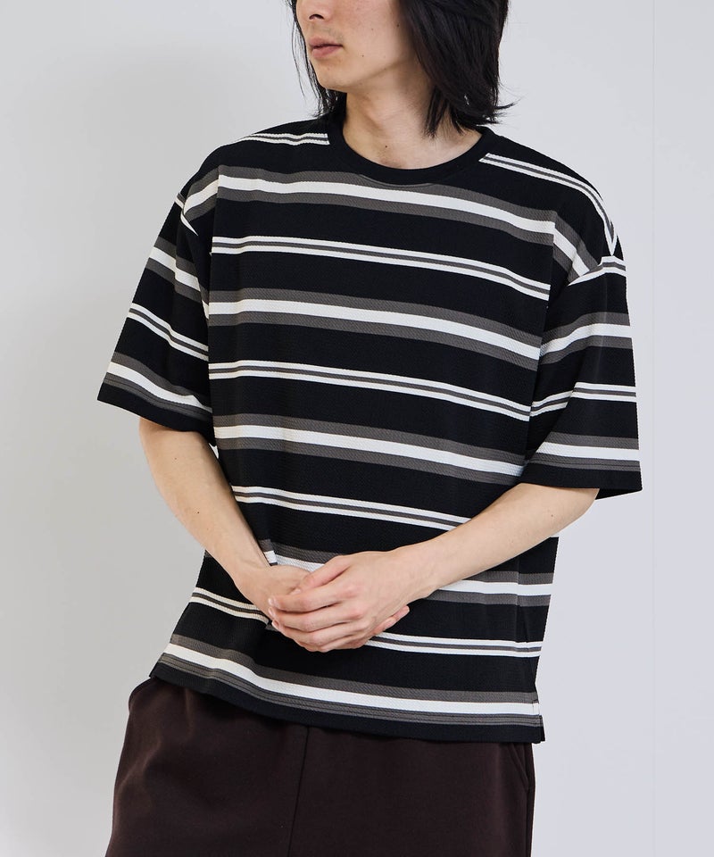 URBAN COLLECTION  ドライワッフル マルチボーダー半袖Tシャツ メンズ メール便 対応商品商品画像-9