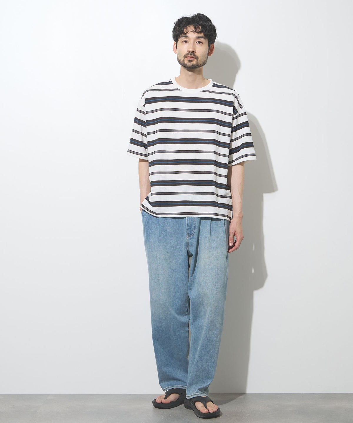 URBAN COLLECTION ドライワッフル マルチボーダー半袖Tシャツ メンズ メール便 対応商品