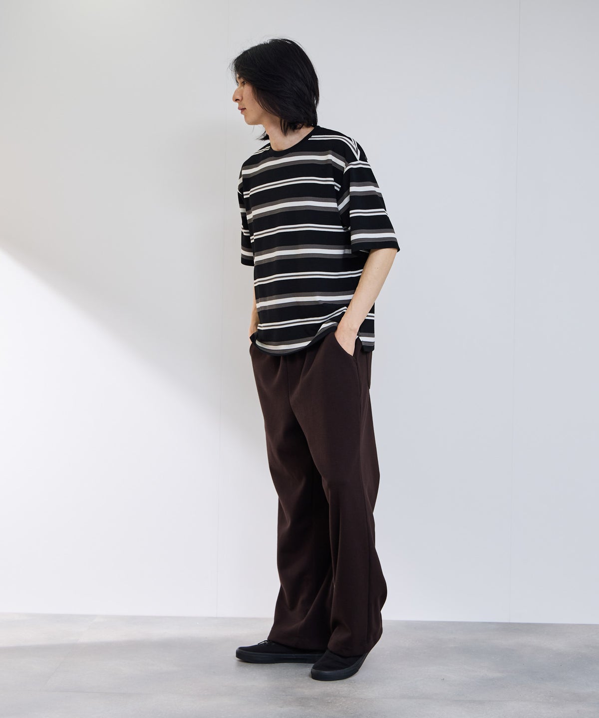 URBAN COLLECTION ドライワッフル マルチボーダー半袖Tシャツ メンズ メール便 対応商品