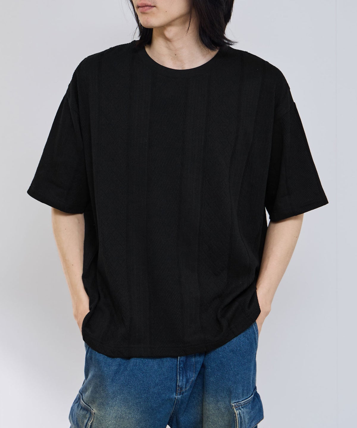 URBAN COLLECTION ローゲージ ジャガード半袖Tシャツ メンズ メール便 対応商品