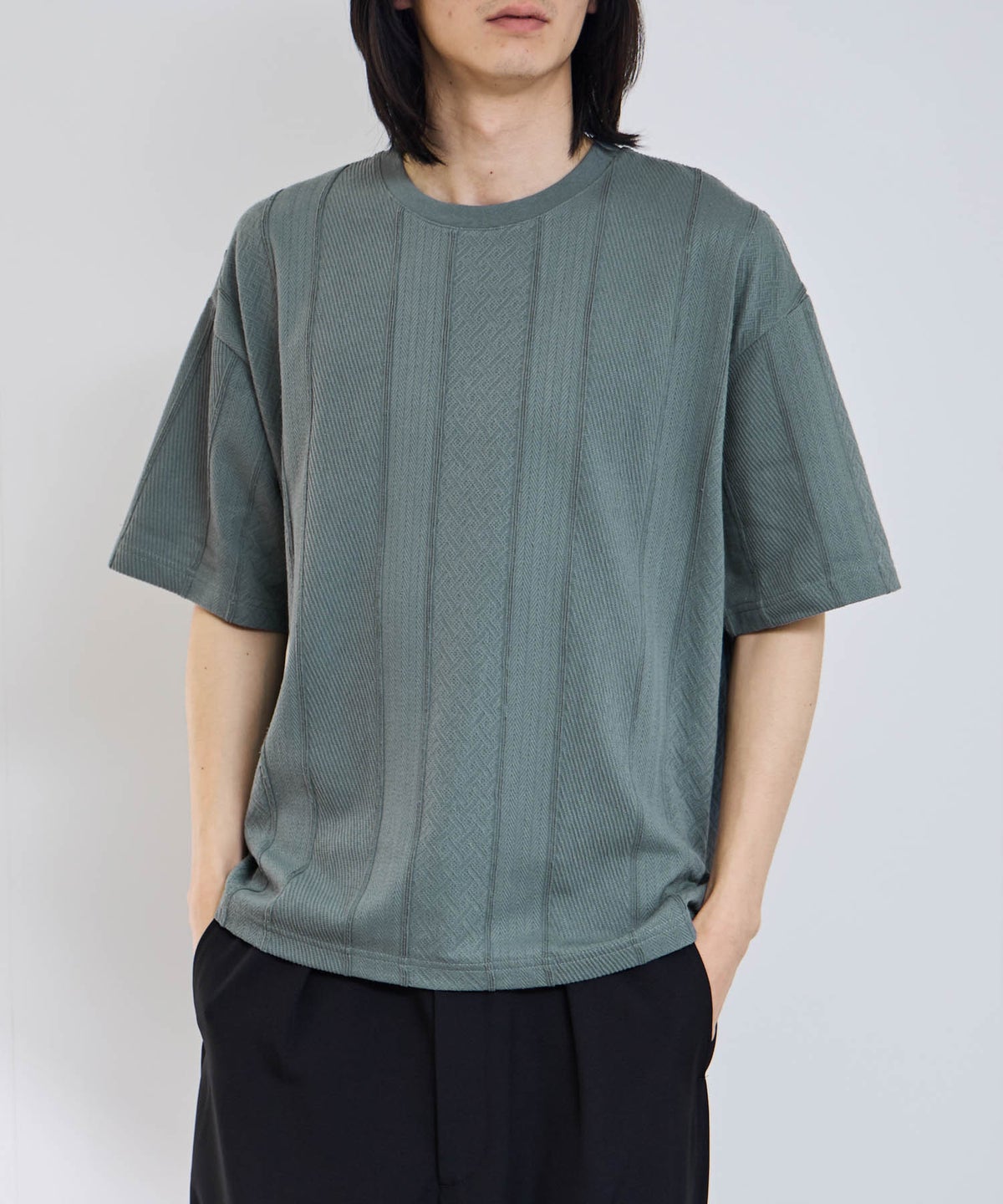 URBAN COLLECTION ローゲージ ジャガード半袖Tシャツ メンズ メール便 対応商品