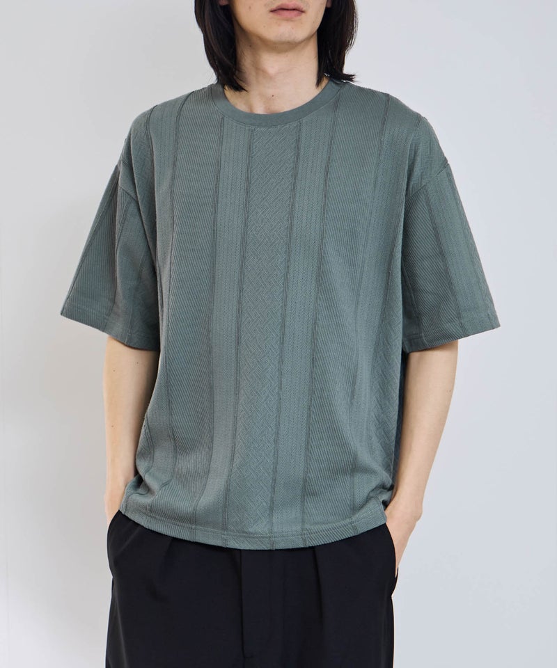 URBAN COLLECTION  ローゲージ ジャガード半袖Tシャツ メンズ メール便 対応商品商品画像-3