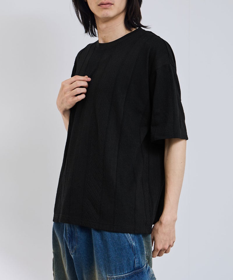 URBAN COLLECTION  ローゲージ ジャガード半袖Tシャツ メンズ メール便 対応商品商品画像-4
