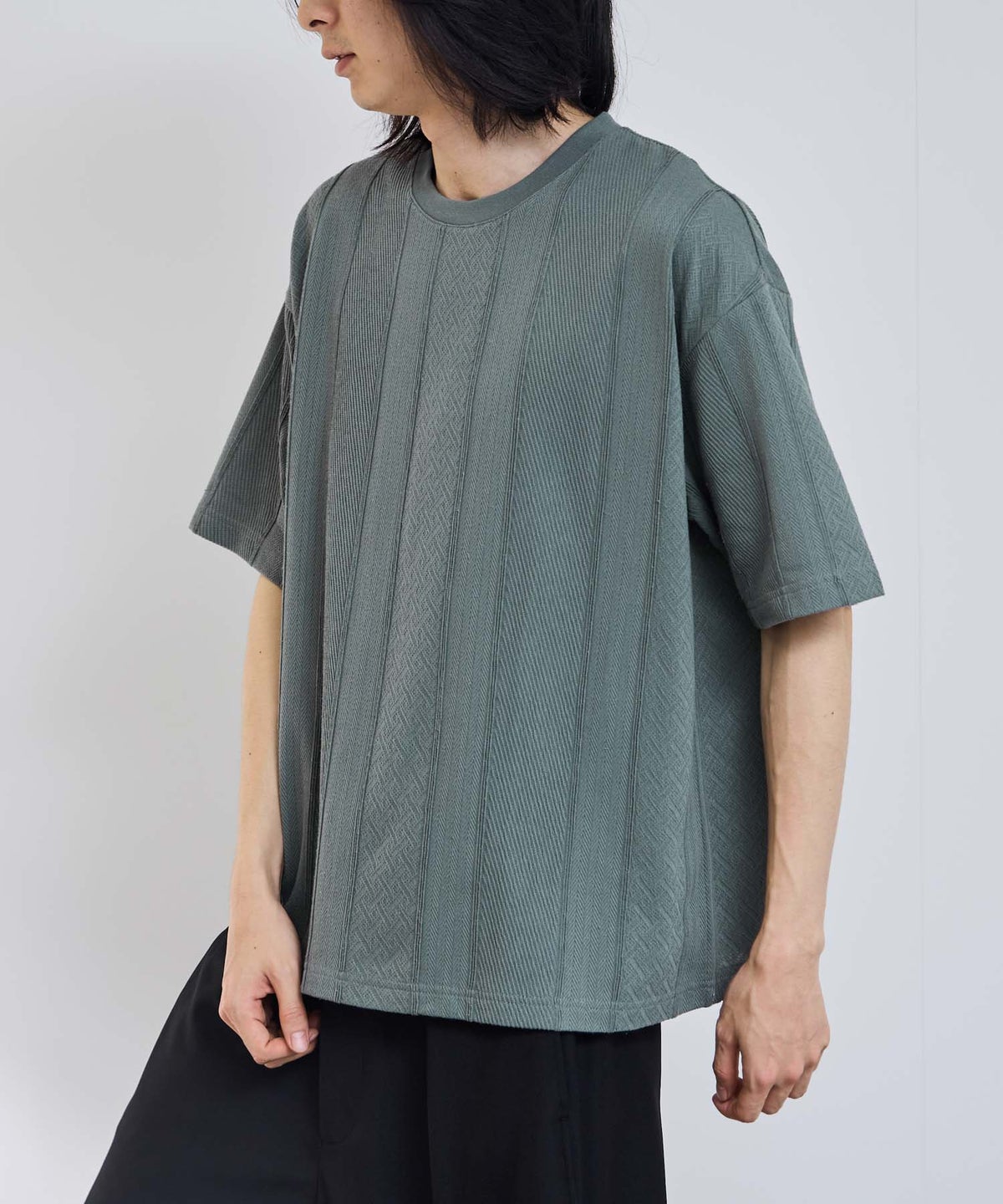 URBAN COLLECTION ローゲージ ジャガード半袖Tシャツ メンズ メール便 対応商品