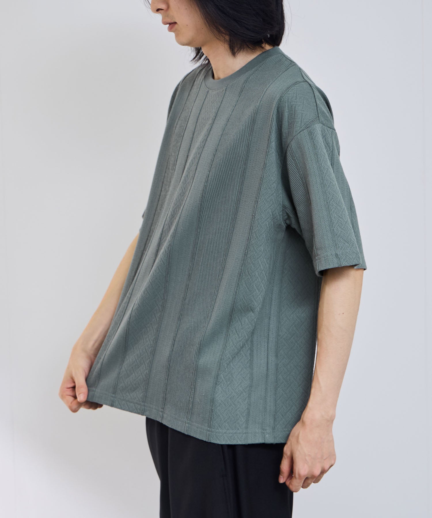 URBAN COLLECTION ローゲージ ジャガード半袖Tシャツ メンズ
