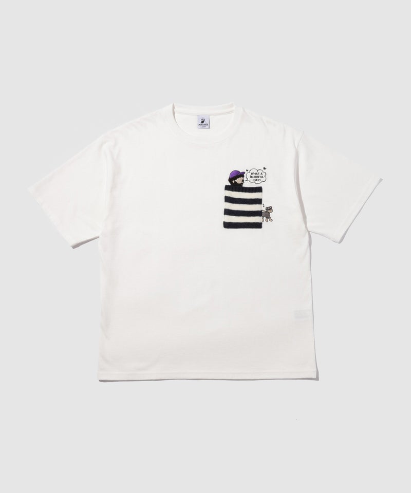 OZZY 刺繍 ニットボーダーポケット クルーネック 半袖Tシャツ メンズ メール便 対応商品商品画像-2