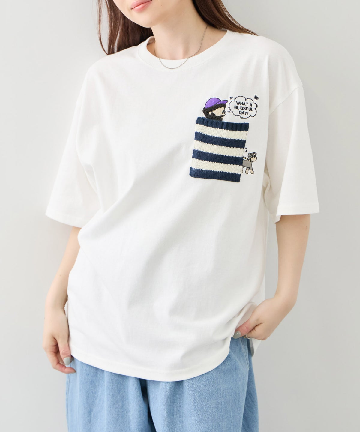 OZZY 刺繍 ニットボーダーポケット クルーネック 半袖Tシャツ メンズ メール便 対応商品
