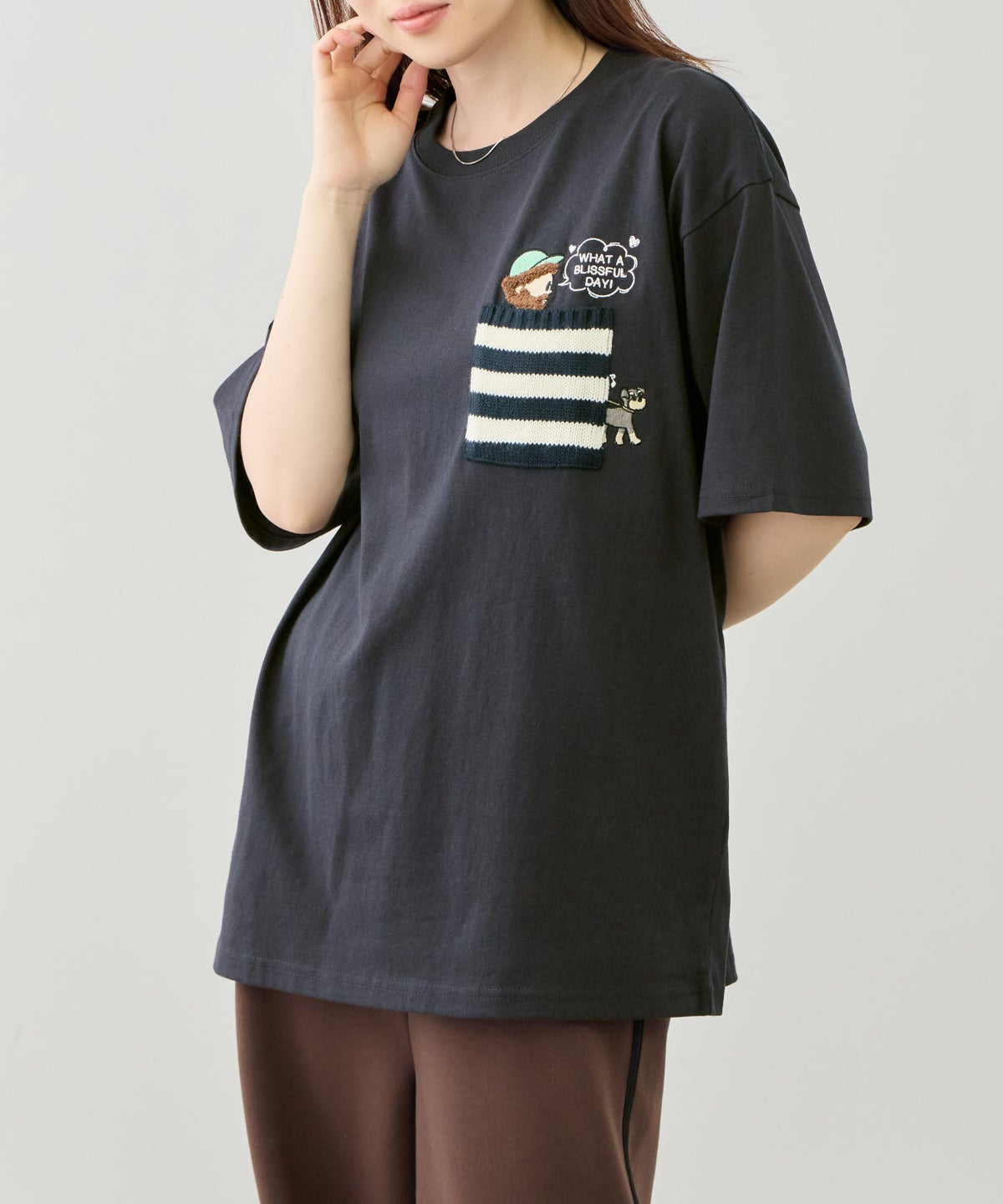 OZZY 刺繍 ニットボーダーポケット クルーネック 半袖Tシャツ メンズ メール便 対応商品