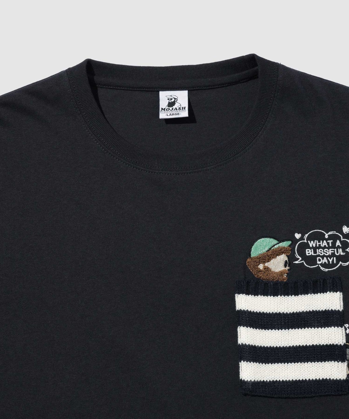 OZZY 刺繍 ニットボーダーポケット クルーネック 半袖Tシャツ メンズ メール便 対応商品