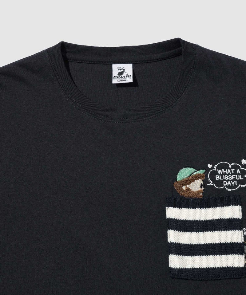 OZZY 刺繍 ニットボーダーポケット クルーネック 半袖Tシャツ メンズ メール便 対応商品商品画像-4